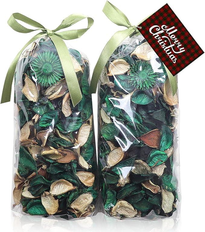 Qingbei Rina Green Potpourri Bag,Evergreen Scented Potpourri Dried Flower,Christmas Decorative Bowl Vase Filler,Home Fragrance, Winter Holiday Table Decor,8.4oz.