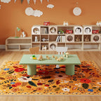 Area Rugs 8x10 Rug for Living Room Clearance Washable Boho Area Rug Non Slip Floral Vintage Low Pile Large Rug for Living Room, Bedroom, Farmhouse, Dining Room, Kids Playroom(Yellow)