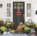 Interchangeable Welcome Sign for Front Door Red Farmhouse Truck Decor Hanging Sign with 11 Interchangeable Seasonal and Holiday Decor Signs 12x14 in. (Country Rustic)