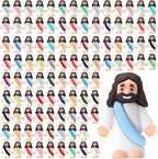 Bememo 100 Pcs Jesus Toys Original Design Mini Rubber Little Jesus Figurine to Hide and Seek Religious Party Favors Sunday School Craft Baptism Gifts for Easter Egg Stuffers (Colorful)