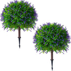 BAIJIALI Artificial Trees,2 Set of 16'' UV Resistant Fake Evergreen Shrubs Bushes Plants (Lavender, 2 Packs)