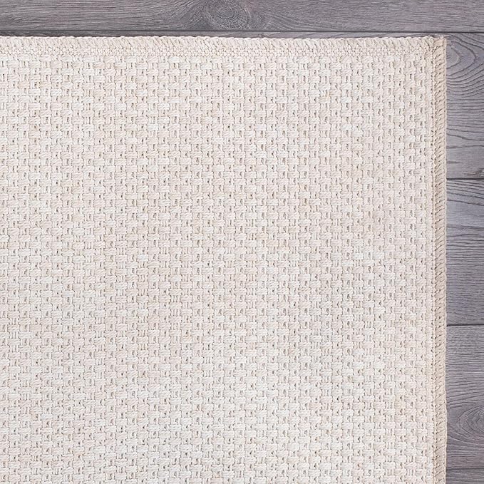 CAMILSON Easy Jute Rug 8x10, Indoor Outdoor Off-White Farmhouse Area Rugs for Living Room Patio and Kitchen Rug, Solid Woven Design, Easy-Cleaning, Non Slip Washable Outside Carpet Alfombras (8 x 10)
