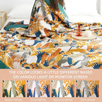 Boho Throw Blanket for Bed - 100% Pure Cotton Ultra Soft Rustic Quilt - Farmhouse Decor Bed Blankets, All Season Rustic Throw for Sofa Couch Chair(91''x 98'', Floral Bird)