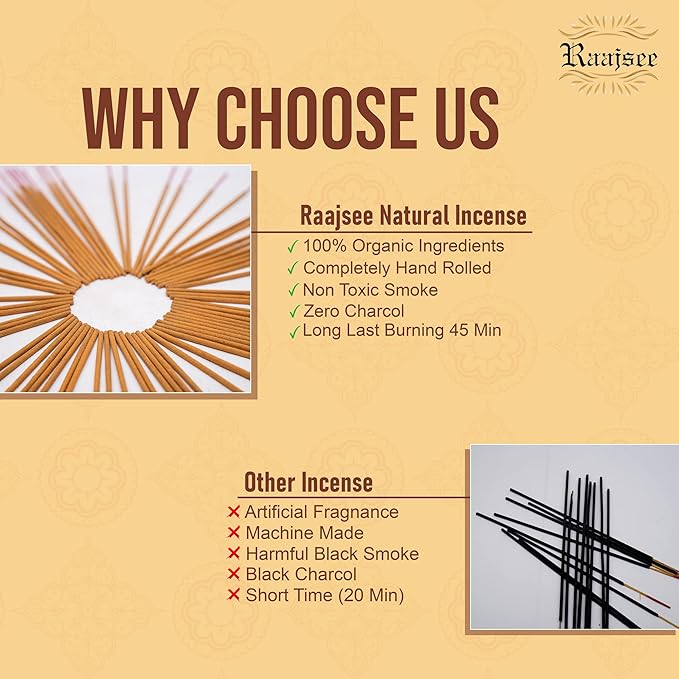 Raajsee Palo Santo Incense Sticks 100 gm Pack-100% Pure Organic Natural Hand Rolled Free from Chemicals-Perfect for Church,Aromatherapy,Relaxation,Meditation,Positivity & Sensual Therapy