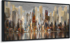 Abstract Brown New York City canvas Wall Art Framed Large Wall Art for Living Room Modern Paintings for Bedroom Cityscape New York Wall Decor Artwork Wall Pictures for Office and Bedroom 24×48in
