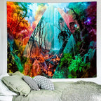 Delur Forest Tapestry Waterfall Mountain Rainforest Sunset Nature Tree Tapestry Wall Hanging Scenic Tropical Landscape Natural Sunrise Headboard for Bedroom Living Room Home Decor (59.1" x 78.7")
