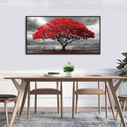 AJAZIKO Red Wall Art - Modern Framed Wall Art for Living Room - Red Tree Black and White Landscape Canvas Prints Posters & Prints for Home Office Bedroom Decorations - Large Wall Pictures 24×48IN