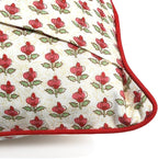 Ridhi Green and Red Print Print Cotton Throw Pillow Covers for Decorative Couch Pillows for Living Room, Chic Boho Cute Outdoor Thanksgiving Pillows Covers Gifts 20x20 Inches