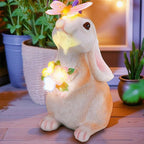 Vermeyen Solar Garden Statues Outdoor Decor-Yard Decorations for Patio,Balcony,Backyard,Lawn Ornaments-Easter Bunny Figurines with LED Light-Unique Birthday Gardening Gifts for Women,Mom,Grandma