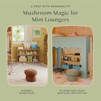 Babyletto Kids Mini Mushroom Pouf - Ottoman Foot Rest - Poofy Plush, Round Footrest Stool for Couch - GREENGUARD Certified Soft & Stuffed, Comfy Small Pouf Ottoman for Living Room/Nursery Floor, Latte