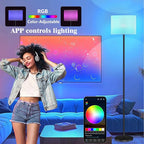 Smart LED Floor Lamp with APP Control & RGB Colors - Dimmable Standing Lamp for Living Room, Bedroom, Gaming - Remote, Timer, 9W Bulb Included, 60.6" Modern Tall Lamp (Beige)