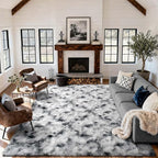 8x10 Ft Extra Large Shag Rugs for Living Room, Tie Dyed Ultra Soft Fluffy Furry Area Rugs for Bedroom Indoor Floor, Aesthetic Carpet for Kids Home Decor Black White