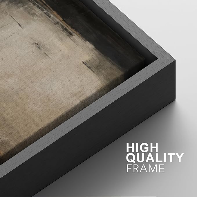 SIGNFORD Framed Canvas Print Wall Art Set Neutral Black and Brown Contemporary Minimalist Illustration Modern Art Decorative for Living Room, Bedroom, Office - 24"x36"x2 Black