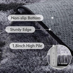 6x9 Ft Large Shag Rugs for Living Room Decor, Tie-Dyed Ultra Soft Fluffy Furry Area Rugs for Bedroom Indoor Floor, Aesthetic Carpet for Kids Home (Black)