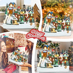 VCUTEKA Animated Christmas Village Houses, Lighted Musical Ski Resort Scene with Ice Skating Rink, Ski Lift, Snowman, Victorian Xmas Village Collectible Building Decoration for Holiday Table Display