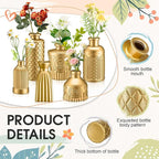 Yaomiao 30 Pcs Vases Bulk Colored Flower Glass Vases Bud Vintage Colored Glass Bottles Colorful Rustic Embossed for Home Wedding Table Decorations Gifts(Gold Series)