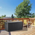 80 Gallon Lockable Resin Deck Box, Waterproof & UV-Resistant Outdoor Storage Box for Outdoor Cushion Storage, Garden Tools & Pool Accessories Storage, Black