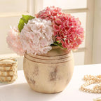 Ceramic Flower Vase, 8.66 inch Tall Round Rustic Farmhouse Decorative Vase for Home Decor, Living Room Entryway Table Centerpiece Decor