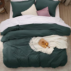 Bedsure Forest Green Oversized King Duvet Cover - 3 Pieces Prewashed Cotton-Like Extra Soft Bedding Set, Includes 1 Duvet Cover 120x98 Inches with Zipper Closure & 2 Pillow Shams, No Comforter