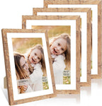 10x14 Picture Frame Set of 4, 10 x 14 Wood Photo Frames with Mat for 8x12 or 30x40cm Diamond Painting Art, Wooden Frame with Real Glass Cover for Wall and Tabletop Display,Brown