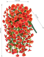 Artificial Faux Fall Hanging Flowers Plants for Outdoor Decor,2 PCS Fake Silk Morning Glory with Eucalyptus UV Resistant Realistic Mums for Wall Home Porch Patio Balcony Yard Indoor Decor, Orange