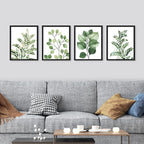 SIGNWIN Framed Green Pastel Forest Fern Leaf Wall Art, Set of 4 Collage Nature Garden Wall Decor Prints, Nature Wilderness Wall D¨¦cor for Living Room, Bedroom - 12"x16" Black