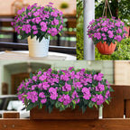 Artificial Impatiens Bouquet Flowers for Outdoors Silk Faux Flowers for Outdoor Impatiens Plants Decor Indoor Planters Kitchen Planters and Balcony Decorations 4PCS (Purple)