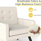 Kromax Mid-Century Modern Accent Chair for Living Room, 496 Lb. Weight Capacity, Dual Armrests, Comfy Extra Large Seat, Timeless Style Perfect for Reading & Relaxing, Cream