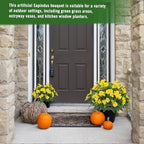 Artificial Impatiens Bouquet Flowers for Outdoors Silk Faux Flowers for Outdoor Impatiens Plants Decor Indoor Planters Kitchen Planters and Balcony Decorations 2PCS（Yellow ）