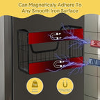 2 Pack Magnetic Shelf for Fridge Fruit Storage Container Fridge Magnetic Baskets Fruit Potato Onion Storage Bins, Pantry Organizer Refrigerator, Kitchen Counter, Cabinet, 12.4 x 7.9 x 5 Inch