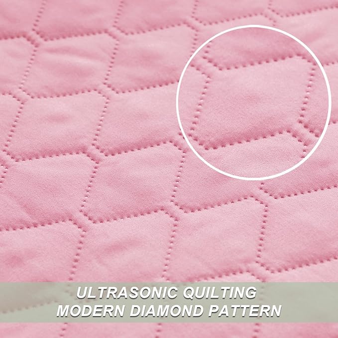 Exclusivo Mezcla Reversible California King Size Quilt Bedding Set with Pillow Shams, Lightweight Quilts Cal King Size, Soft Bedspreads Bed Coverlets for All Seasons - (Bright Pink, 112"x104")