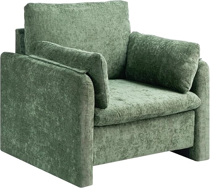 VEVOR Oversized Accent Chair, Armchair with Padded Arms, Comfy Single Sofa Chair, Modern Reading Lounge Chairs for Living Room, Bedroom, Green