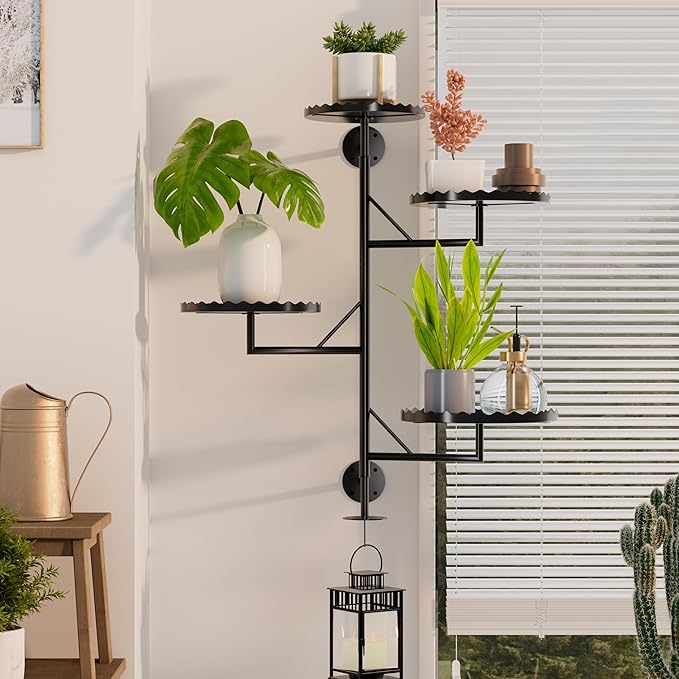 Rotating Wall Plant Shelves Versatile Window Plant Shelf for Indoor Plants Bathroom Living Room Use Wall Planter with Durable Metal Material 4 Pots