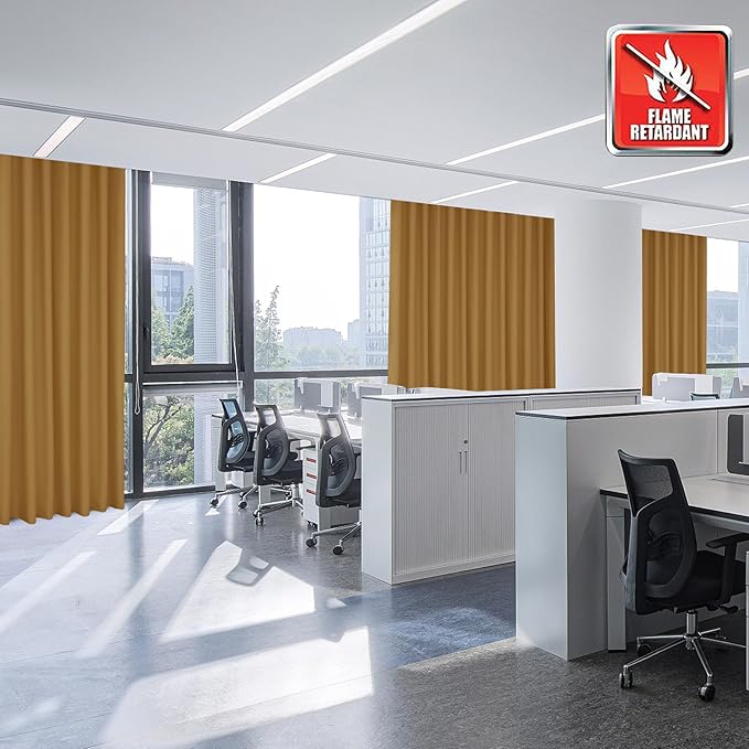 Fcosie Bronze Grommet Flame Retardant Curtains, Room Darkening Fire Resistant Drapes for Kitchen, Fireproof Drapery for Patio, 80% Light Reducing Window Draperies, Oak, 84W x 84L Inches, 2 PCS