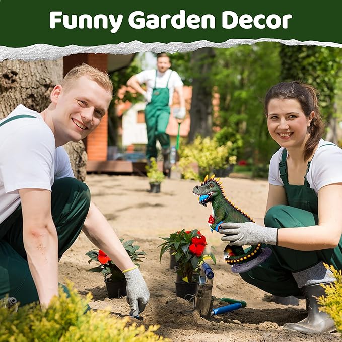 Dinosaur Eating Gnomes Garden Decor Statue - Funny Dinosaur Gnome Massacre Outdoor Decor for Yard, Patio, Lawn Ornaments - Garden Gifts for Mothers Day, Housewarming, Festival