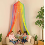 Constructive Playthings - KDK-94 Rainbow Retreat Canopy for Kids, Hanging Multi-Colored Mesh Net for Playroom, Classroom, or Bedroom