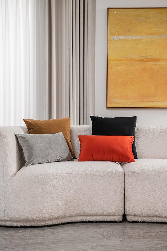 Fall Couch Pillow Cases 12x20 Burnt Orange: 2 Pack Cozy Soft Velvet Rectangular Throw Pillow Covers for Farmhouse Home Decor