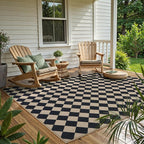 Lahome Checkered Dining Living Room Rug, 5x7 Washable Indoor Outdoor Easy Jute Rug, Farmhouse Neutral Diamond Non Slip Non Shedding Floor Carpet for Sunroom Deck Classroom Office