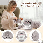 Crochet Cat Easter Basket Stuffers Positive Cat Crochet for Friend for Mom Grandma Dad Grandpa Daughter Son Gifts, Emotional Coworker Sister Brother Support Small Birthday Gifts