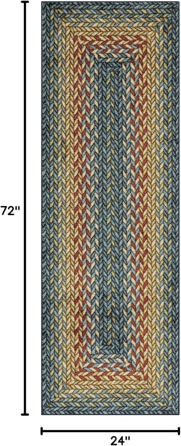 Maples Rugs Marion Bohemian Braided Design Print Runner Rug – Made in USA – Washable, Non Slip Indoor Carpet for Hallway, Kitchen, and Laundry Room, 2' x 6', Multi-Color