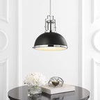 JONATHAN Y JYL9536B Homer 13" Adjustable Iron/Glass Vintage LED Kitchen Pendant for Living Room Bedroom, Classic Cottage, Black/Chrome
