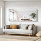 Silver Bathroom Mirror, 72x30 Inch Rectangular Deep Frame Mirror, Large Wall Mounted Bathroom Vanity Mirror Over Sink for Bedroom,Restroom, Living Room, Hangs Vertically or Horizontally