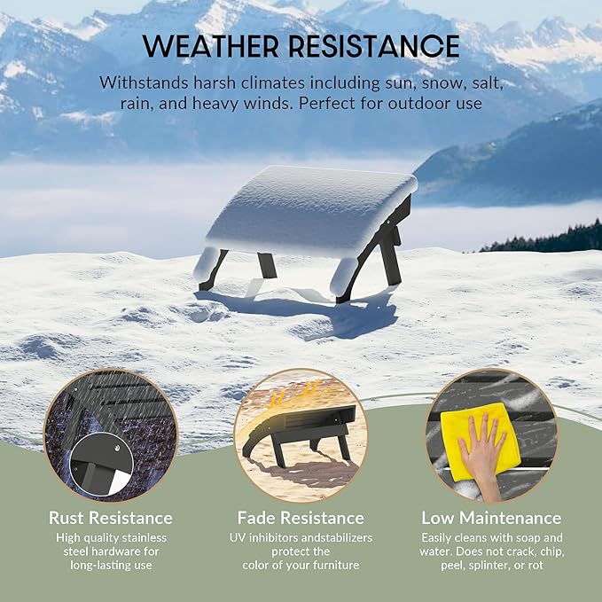 WestinTrends Dylan Outdoor Patio HDPE Adirondack Ottoman Footrest, Gray