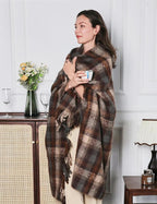 ZonLi Brown Throw Blanket, 50" x 60" Fall Decorative Classic Blankets with Tassel for Couch, Bed, Sofa, Chair, Outdoor, Cozy Warm Lightweight Blankets (Brown)