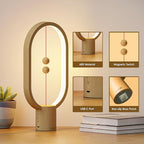 Table Lamp for Bedroom - Balance Lamp,Bedside Lamp with Touch Dimmer,Christmas Gifts,Nightstand Lamp,3 Level Brightness Rechargered Night Light for Home,Office,College Dorm (Wood Color)