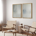 SIGNFORD Framed Canvas Print Wall Art Set Soft Gray and Blue Abstract Neutral Illustration Modern Art Decorative Nordic Nature for Living Room, Bedroom, Office - 16"x24"x2 Natural