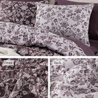 Full Comforter Set -7 Pieces Floral Dark Purple Comforter Set for All Seasons, Bed in a Bag Full with Botanical Flowers Comforter, Sheets, Pillowcases & Shams