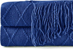 inhand Knit Klein Blue Throw Blanket for Couch, Soft Living Room Home Decor Knitted Twin Size Blanket, Outdoor Lightweight Breathable Summer Blanket, Farmhouse Warm Woven Decorative, 60"x80"