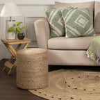 REDEARTH · Cylindrical Pouf Ottoman - Braided Pouffe Accent Sitting Round Footrest for Living Room, Bedroom, Nursery, kidsroom, Patio, Gym; 100% Jute (14.5"X14.5"X16"; Natural)