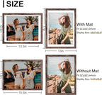 Vittanly 12x16 Picture Frames Set of 9, Shatter Resistant Plexiglass, Display 11x14 Pictures with Mat or 12x16 without Mat, Photo Frames for Wall Mount, Engineered Wood, Brown